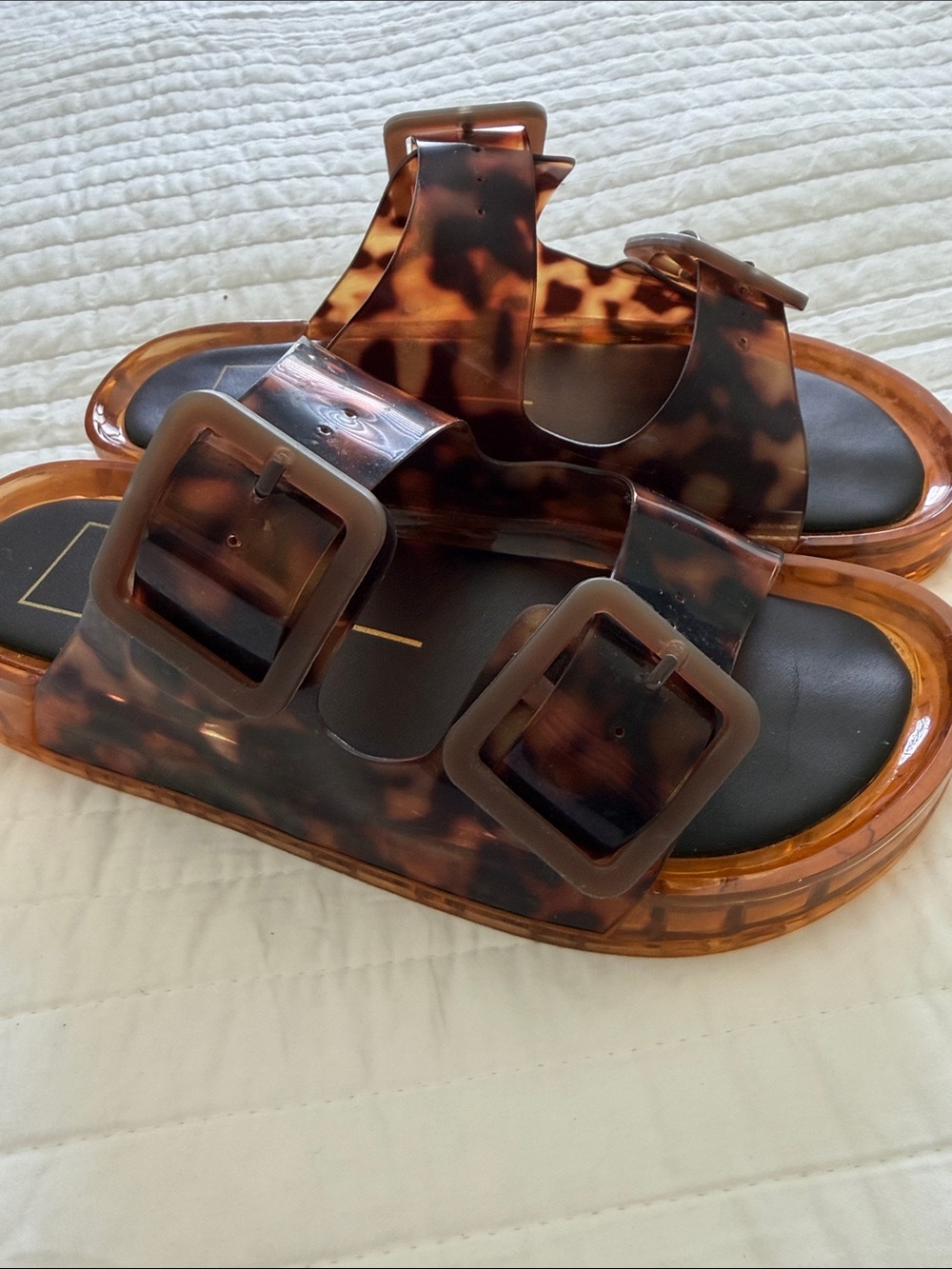 Dolce Vita Tortoiseshell Brown Buckle Slide Sandals